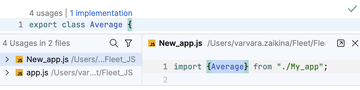 An interline showing the usages count for the symbol at the caret An interline showing the usages count for the symbol at the caret