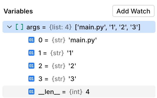 Fleet python variables panel