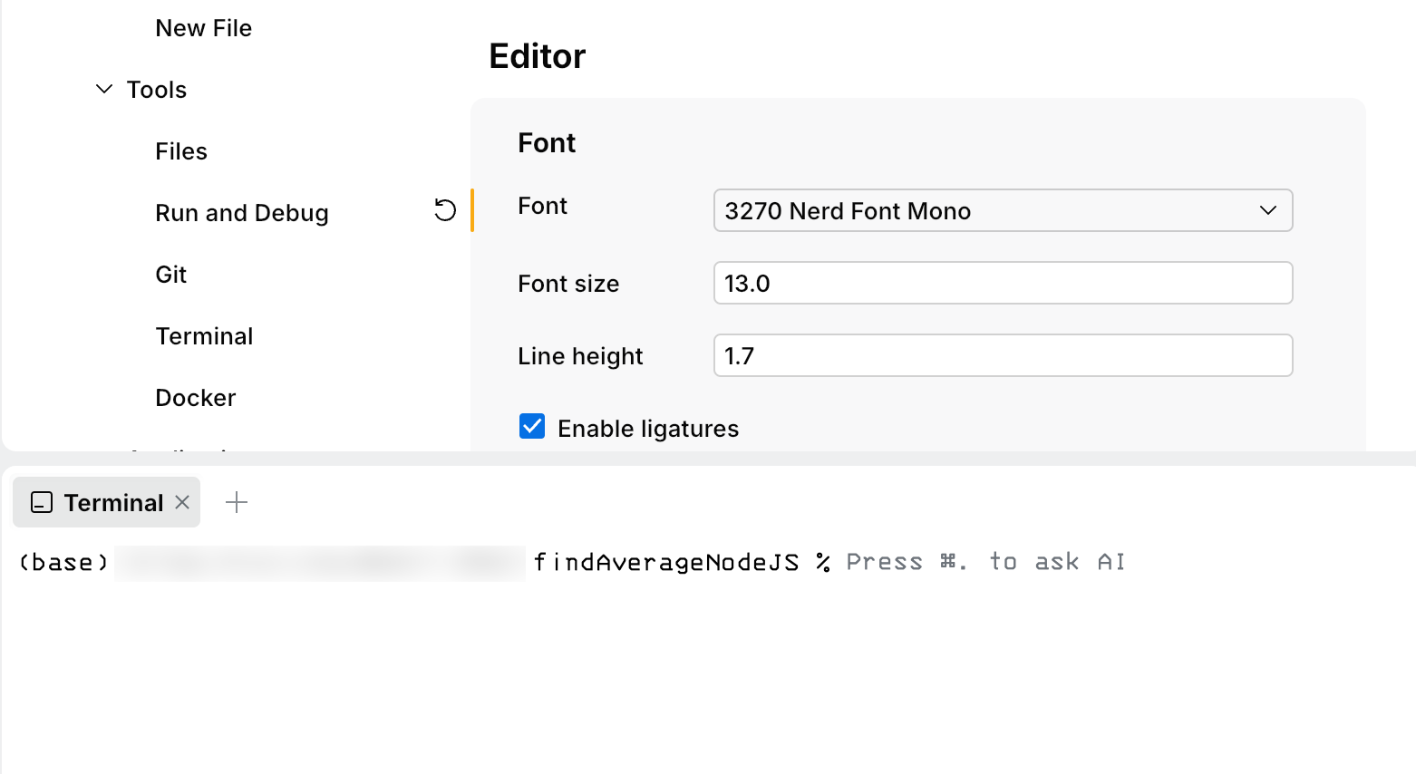 Setting a custom font in the terminal