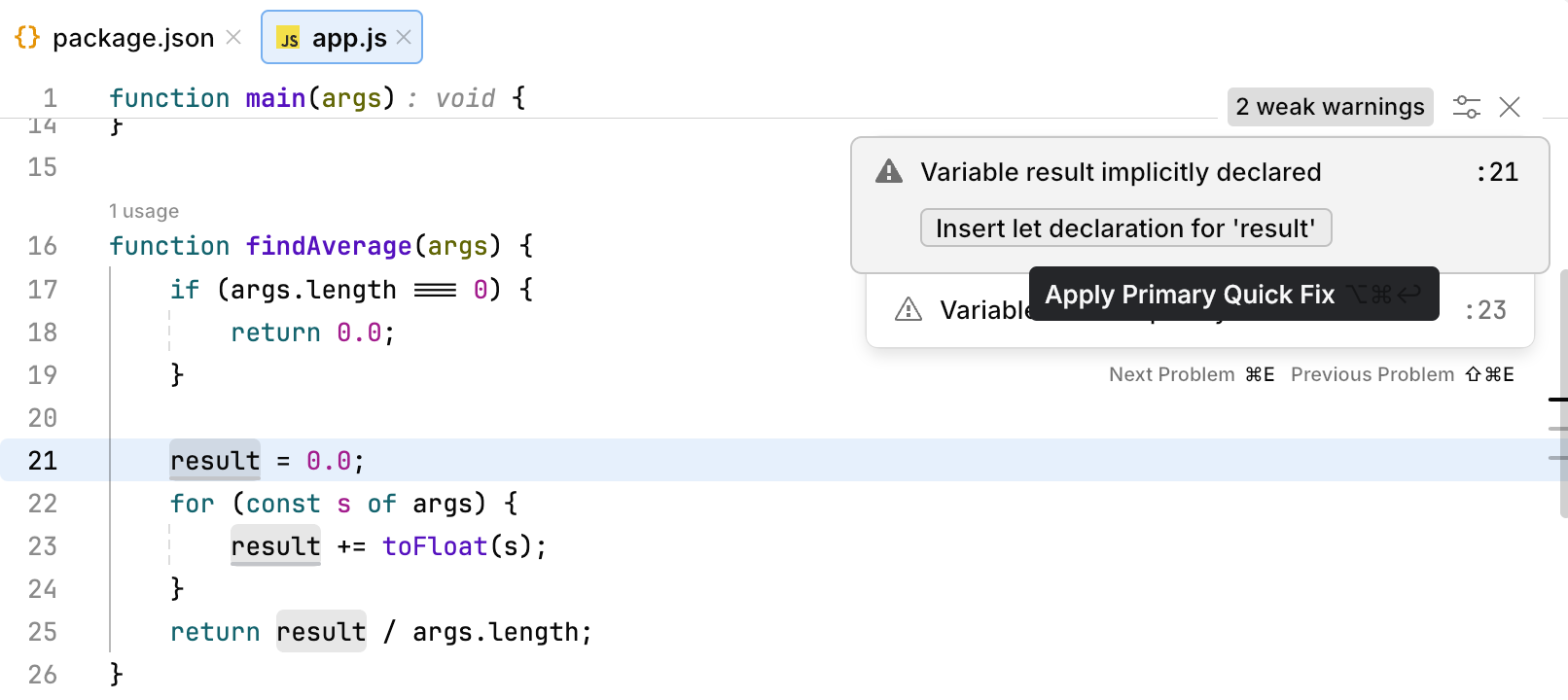 Apply the main quick-fix