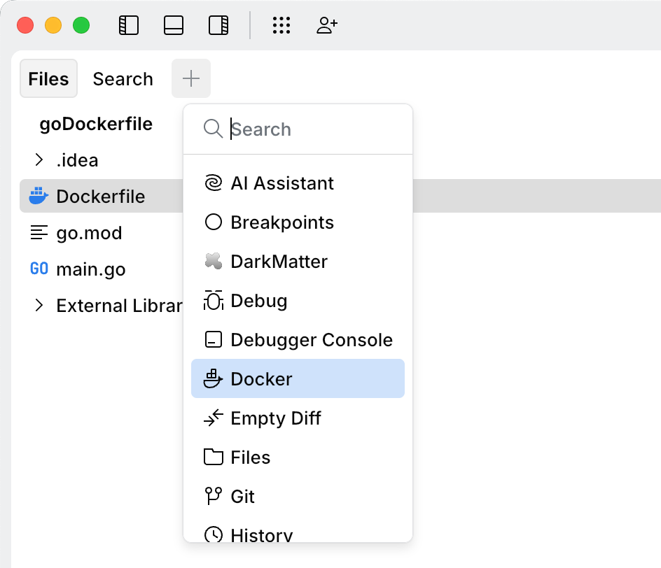 Opening the Docker tool