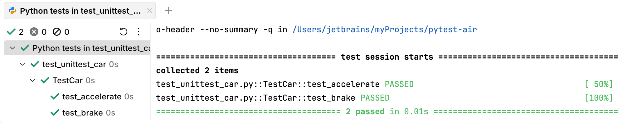 All unittest tests passed
