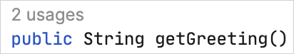 An interline shows the usages count for a symbol An interline shows the usages count for a symbol