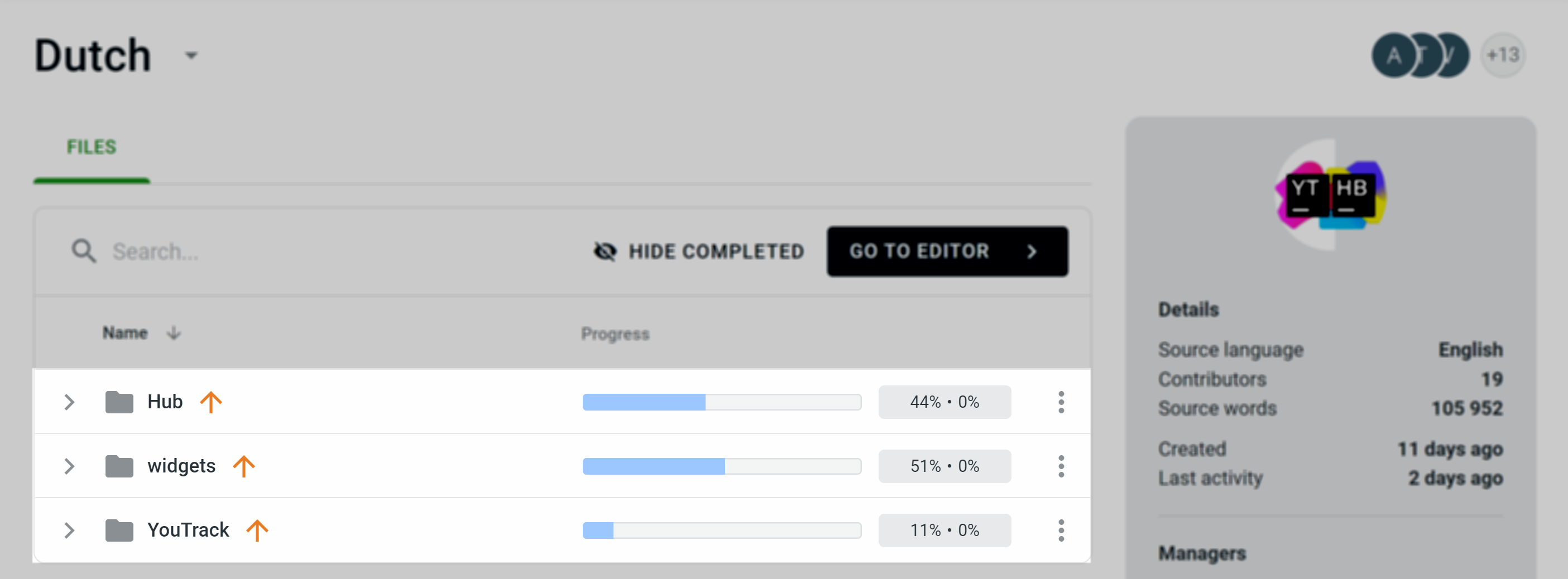 Crowdin project files. Crowdin project files.