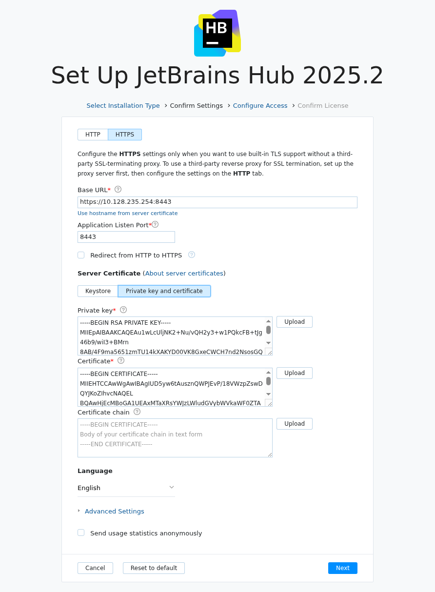 Install Hub - Built-in TLS with a certificate Install Hub - Built-in TLS with a certificate