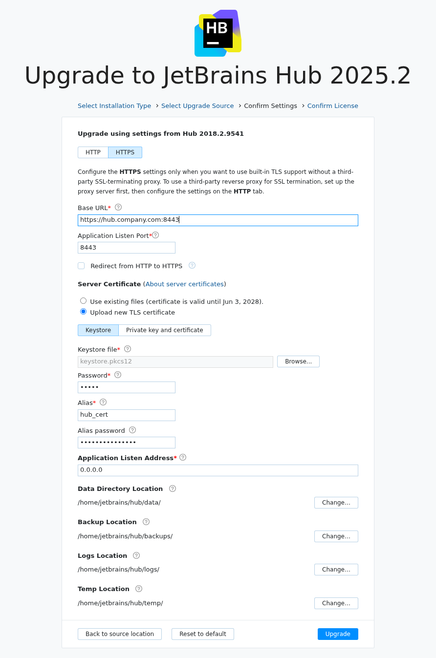 Upload new server keystore during upgrade Upload new server keystore during upgrade