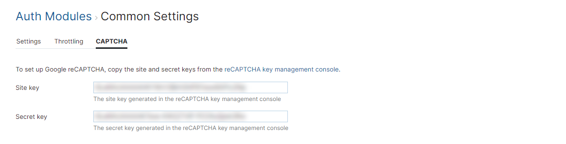 Common settings captcha Common settings captcha