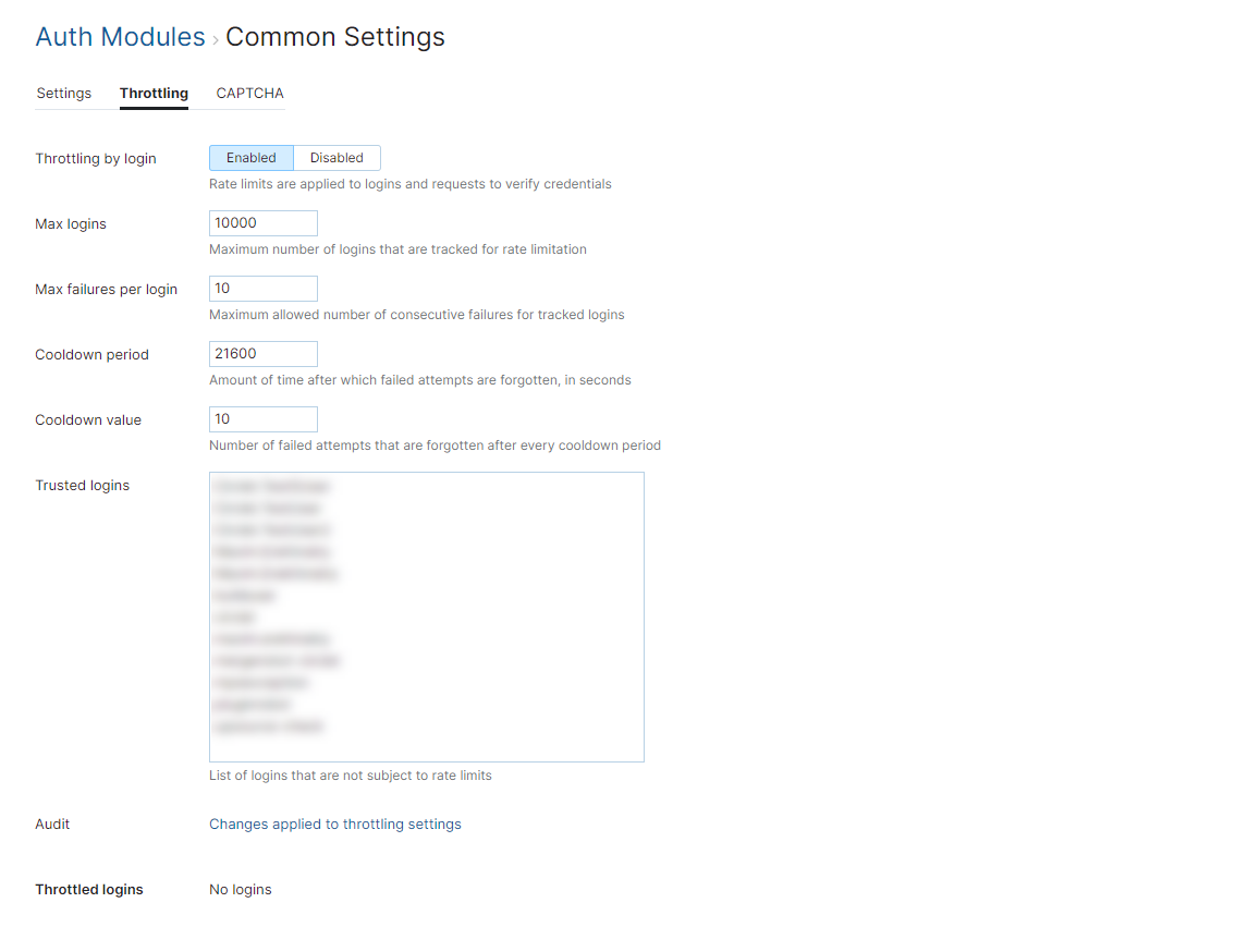Common settings throttling Common settings throttling