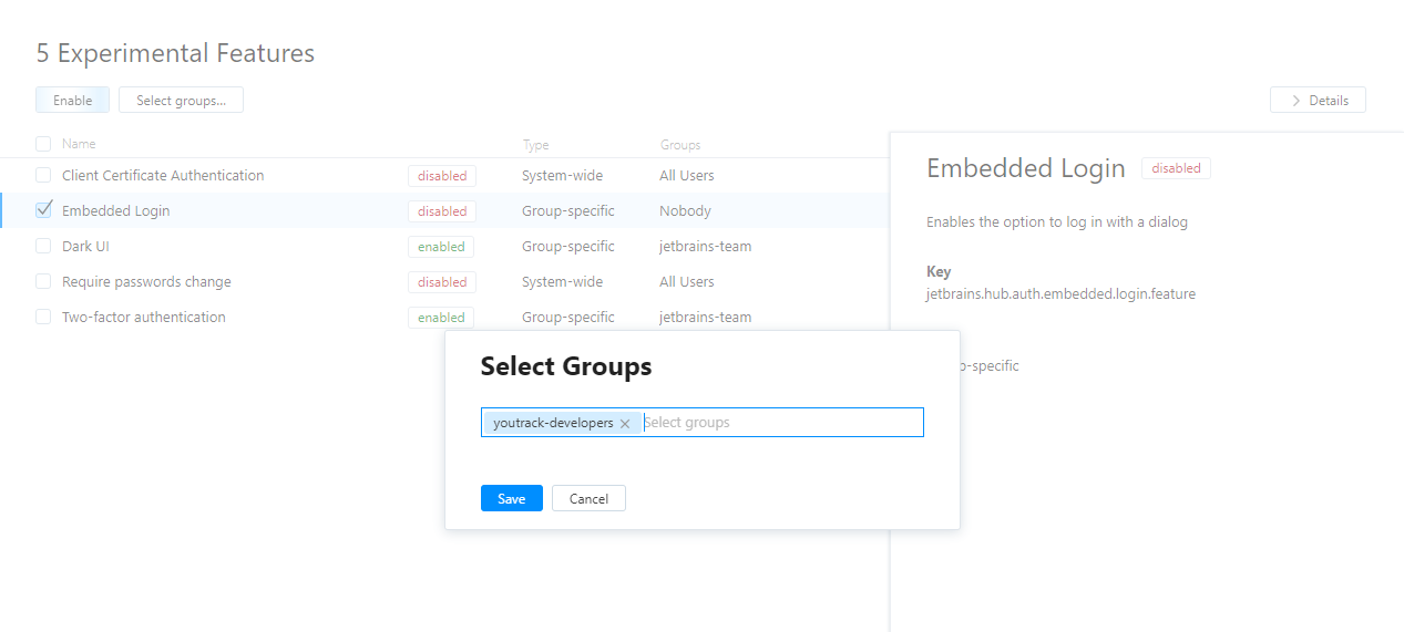 Enable experimental feature for groups Enable experimental feature for groups