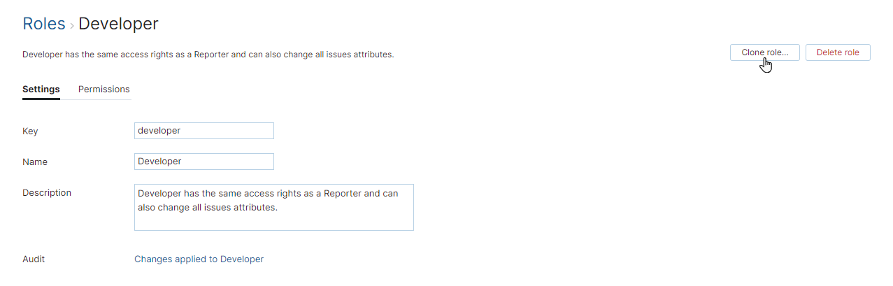 Role clone button Role clone button