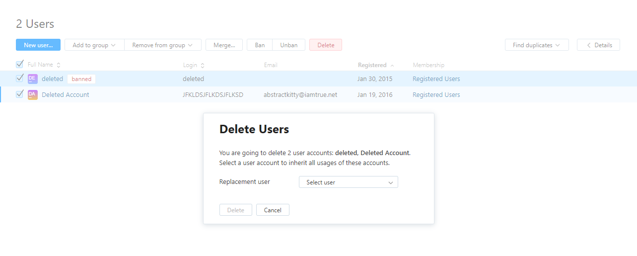 Delete multiple users Delete multiple users