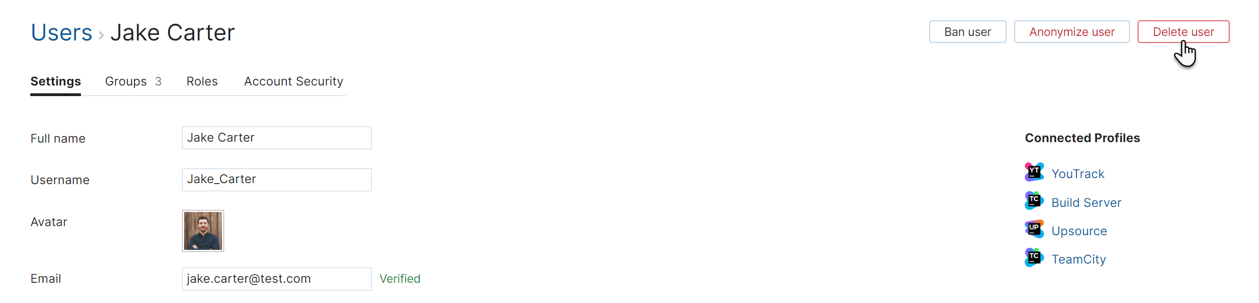 Delete user from profile Delete user from profile