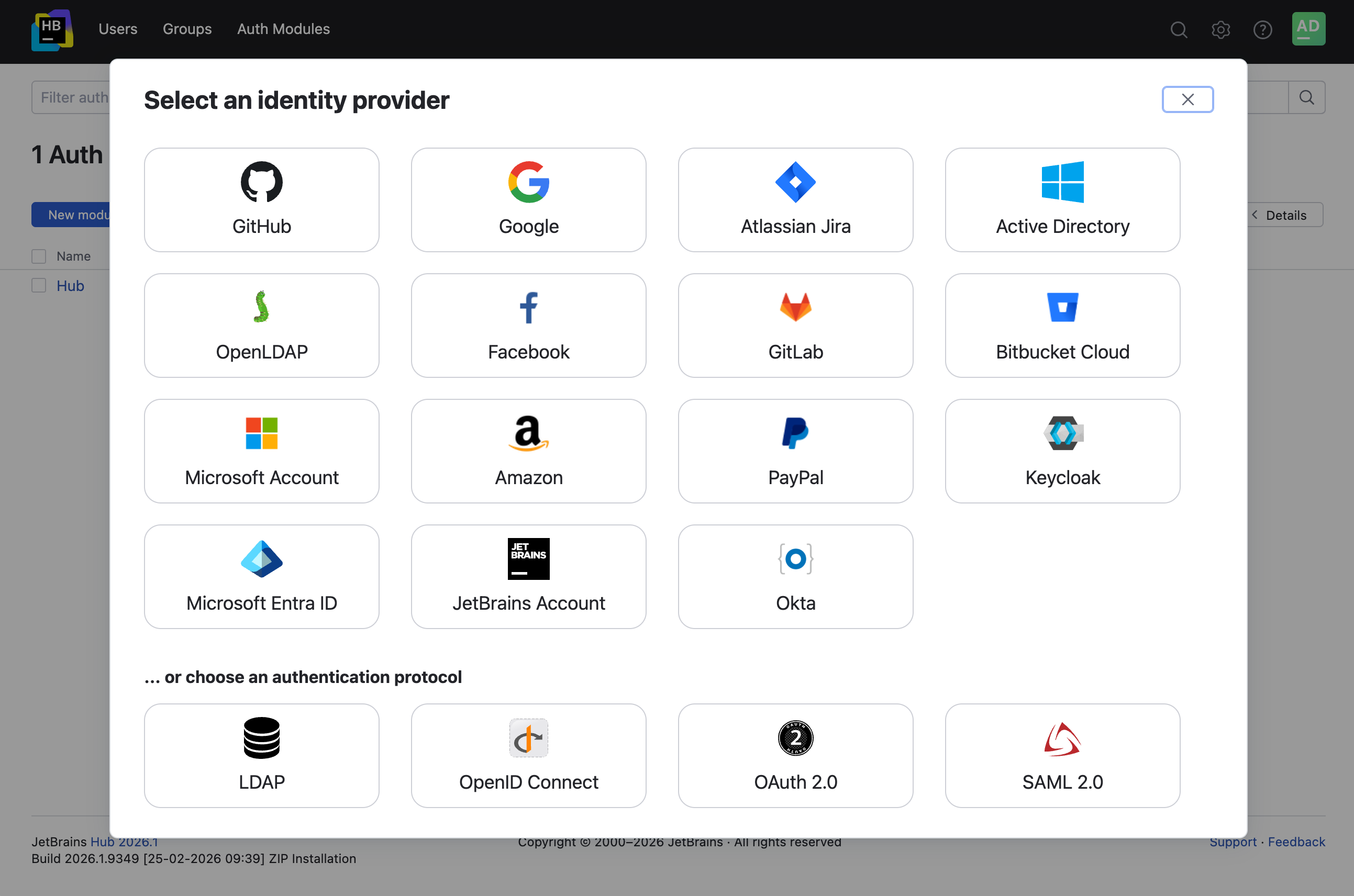 Select an identity provider Select an identity provider