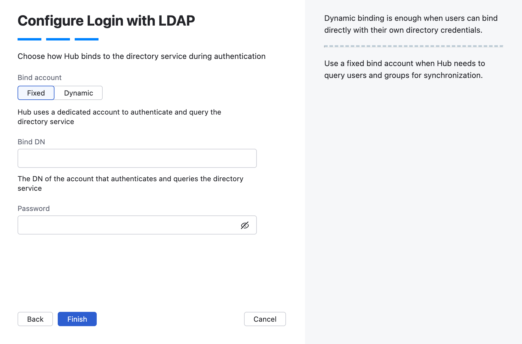 Wizard step for fixed LDAP binding.