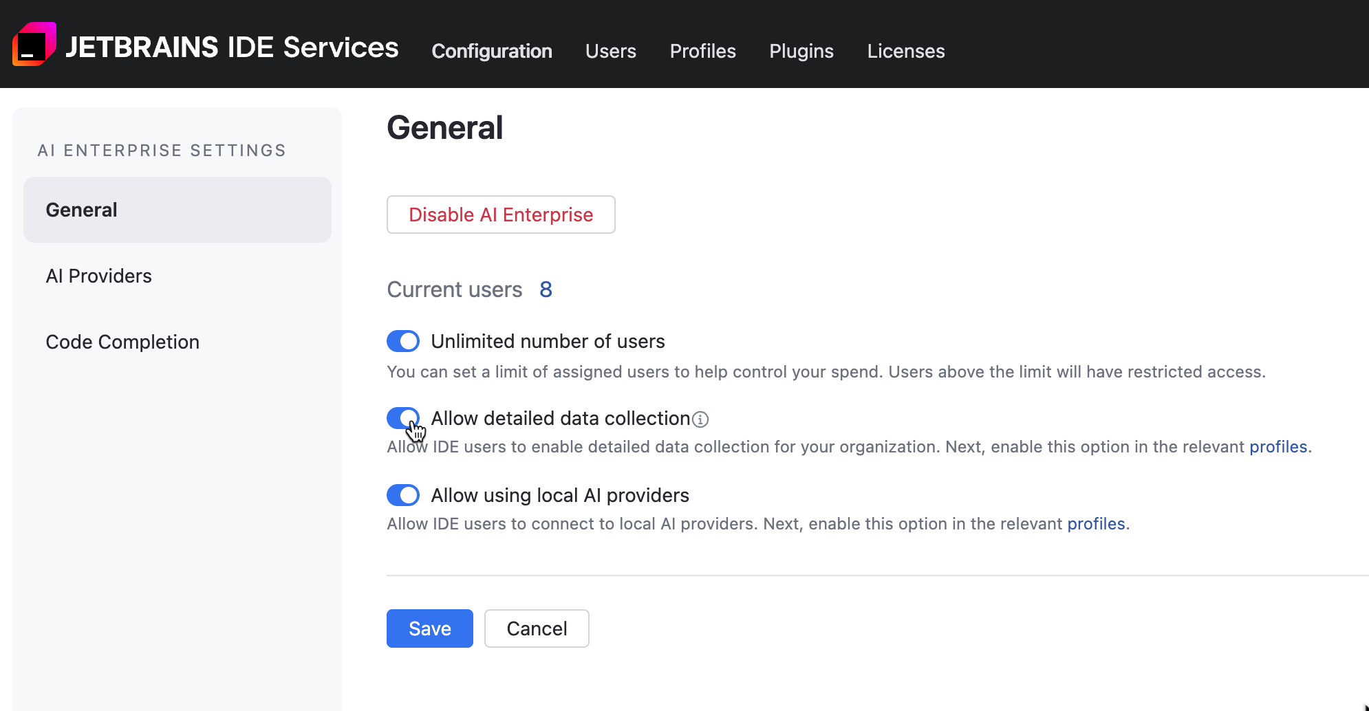 Enable detailed data collection Enable detailed data collection