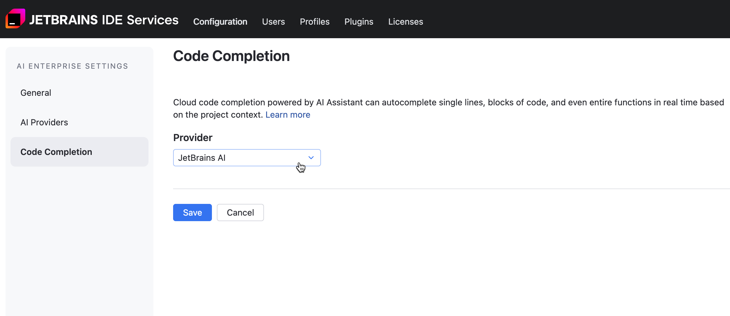 Set the Code Completion provider Set the Code Completion provider