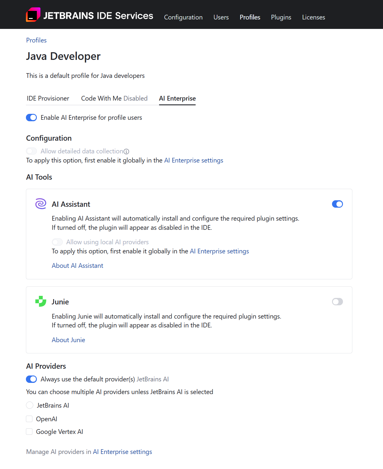 Enable AI Enterprise in a profile Enable AI Enterprise in a profile