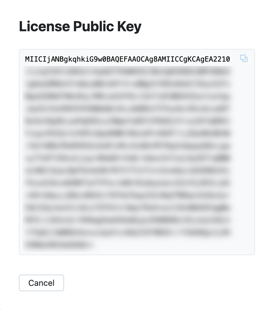 License Public Key dialog License Public Key dialog