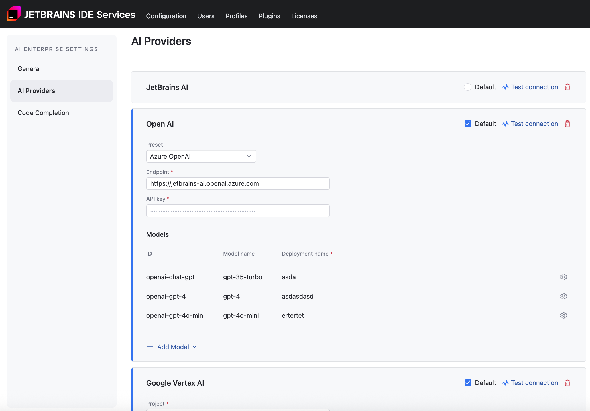 Set default AI provider Set default AI provider