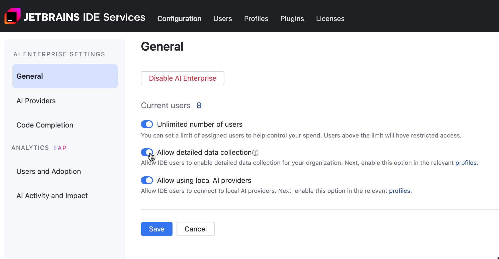 Enable detailed data collection Enable detailed data collection