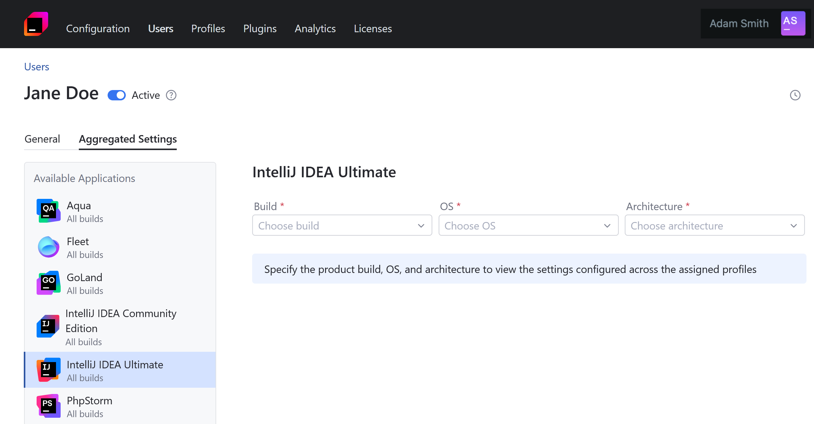 Select application Select application