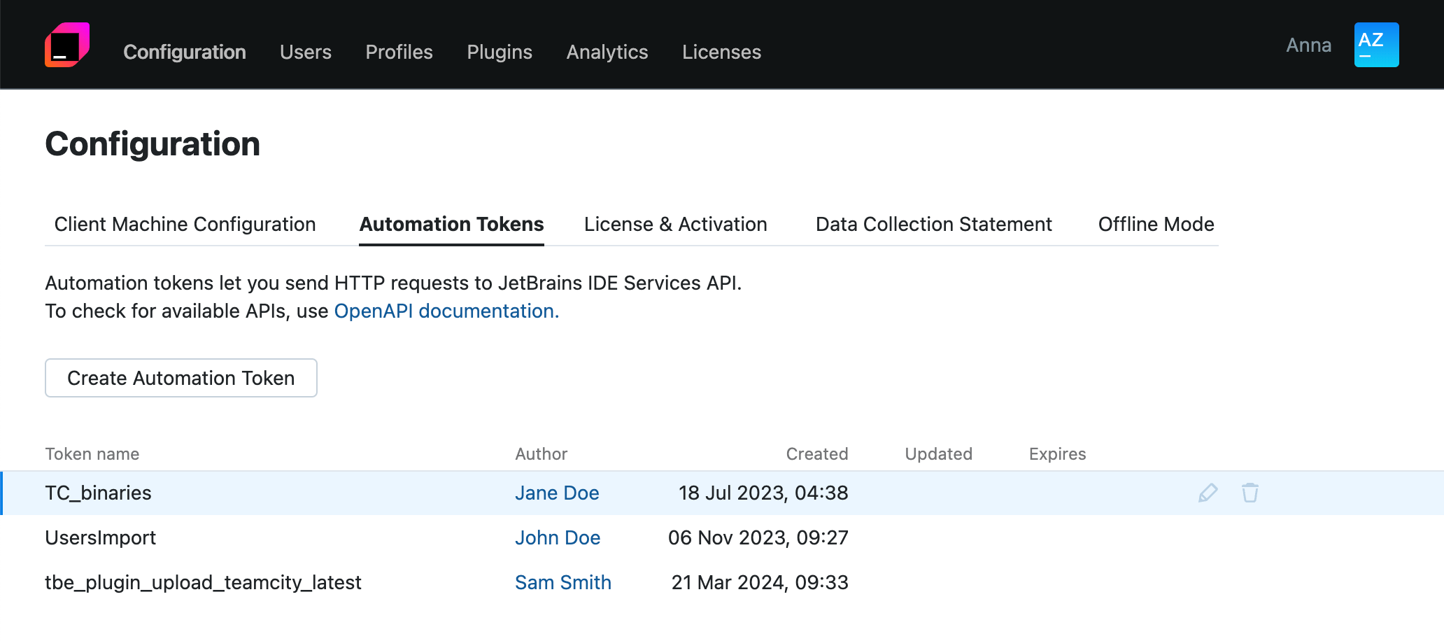 Add an automation token Add an automation token