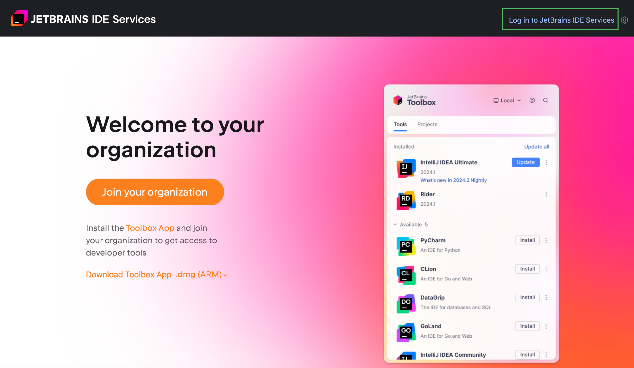 Log in to IDE Services Log in to IDE Services