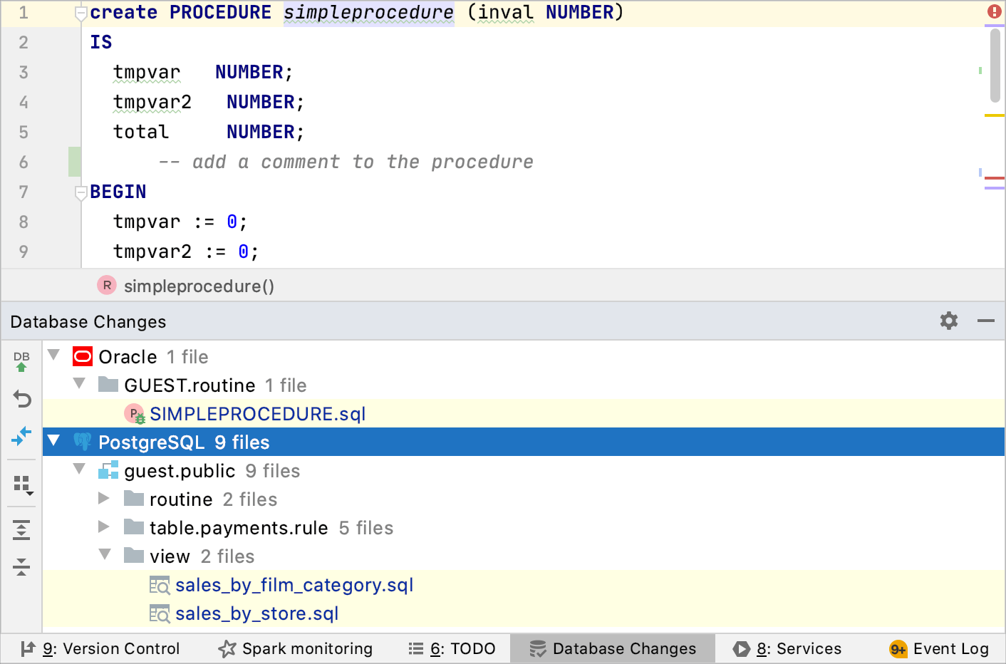 The Database Changes Tool Window