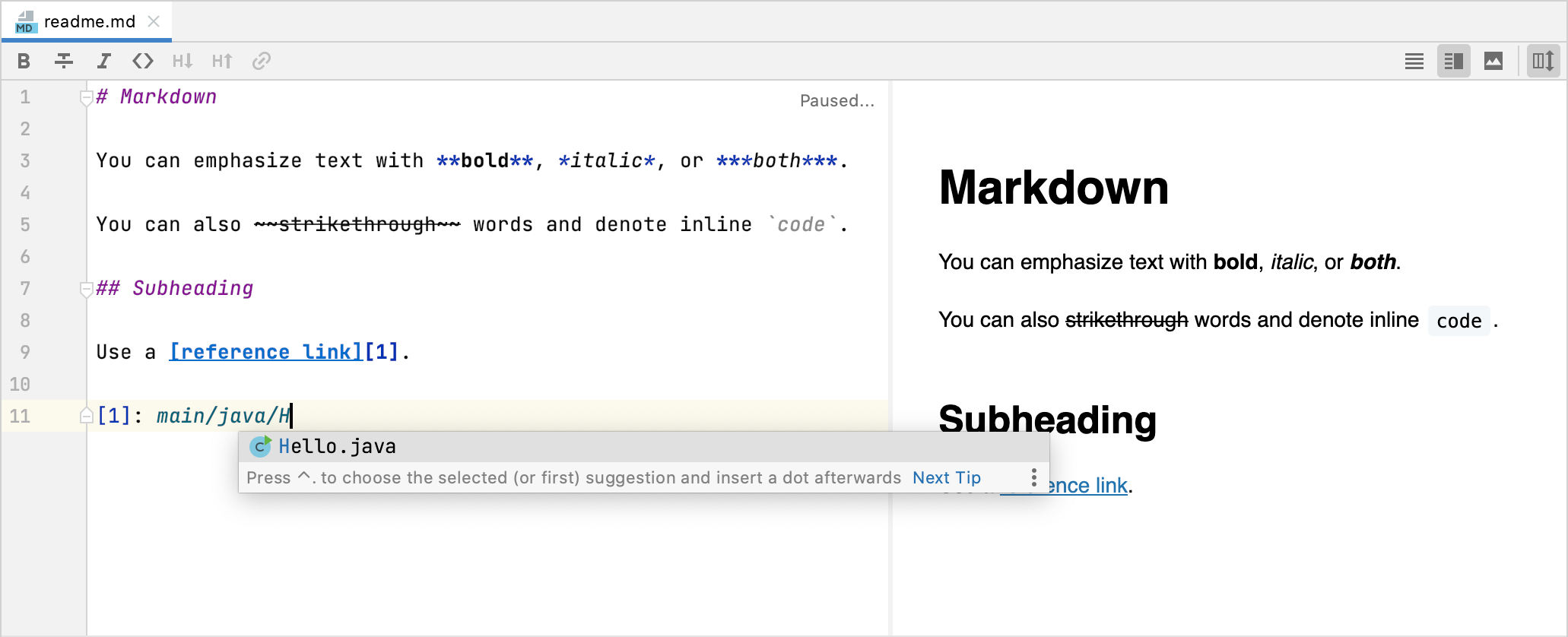 Markdown editor