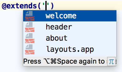 Laravel Blade @extends directive completion
