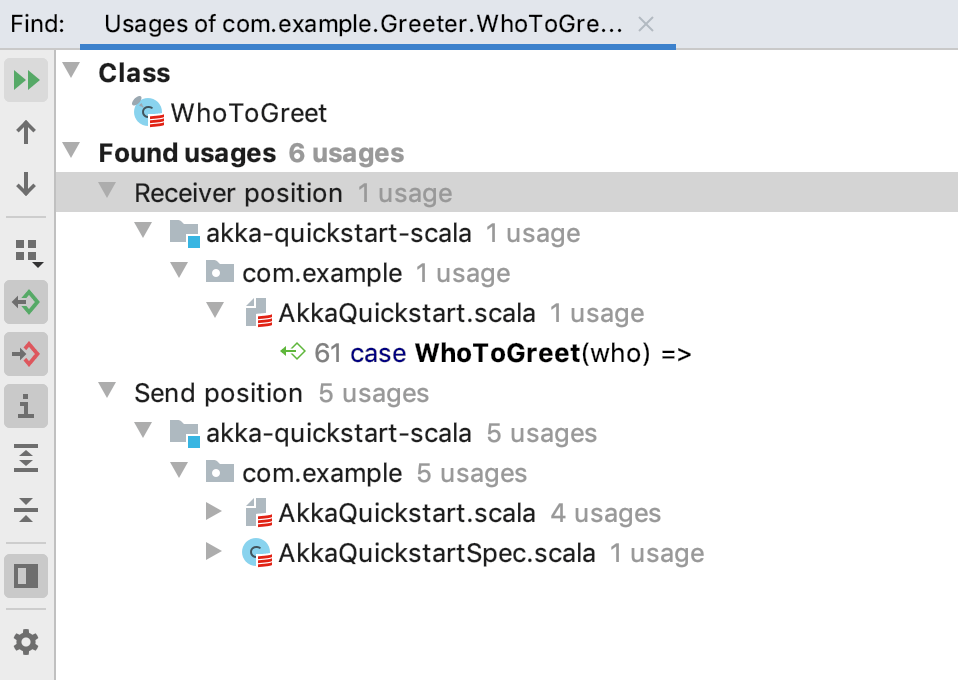 Find Usages Tool window Find Usages Tool window
