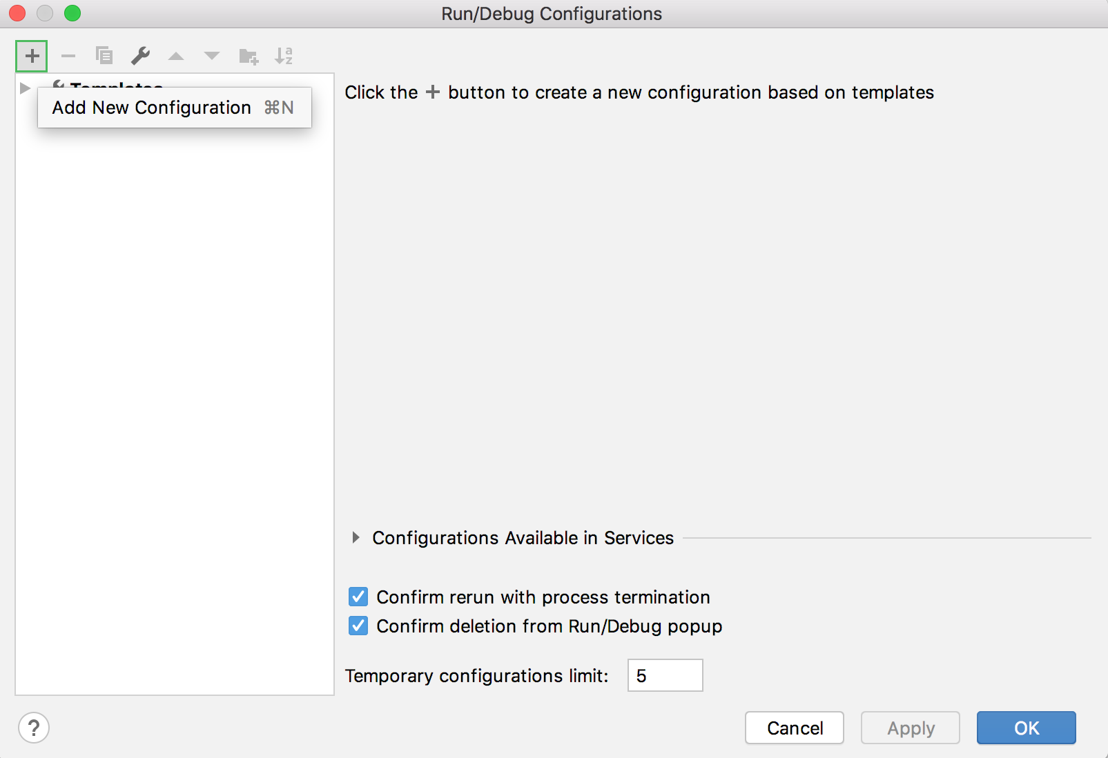 Add a new configuration Add a new configuration