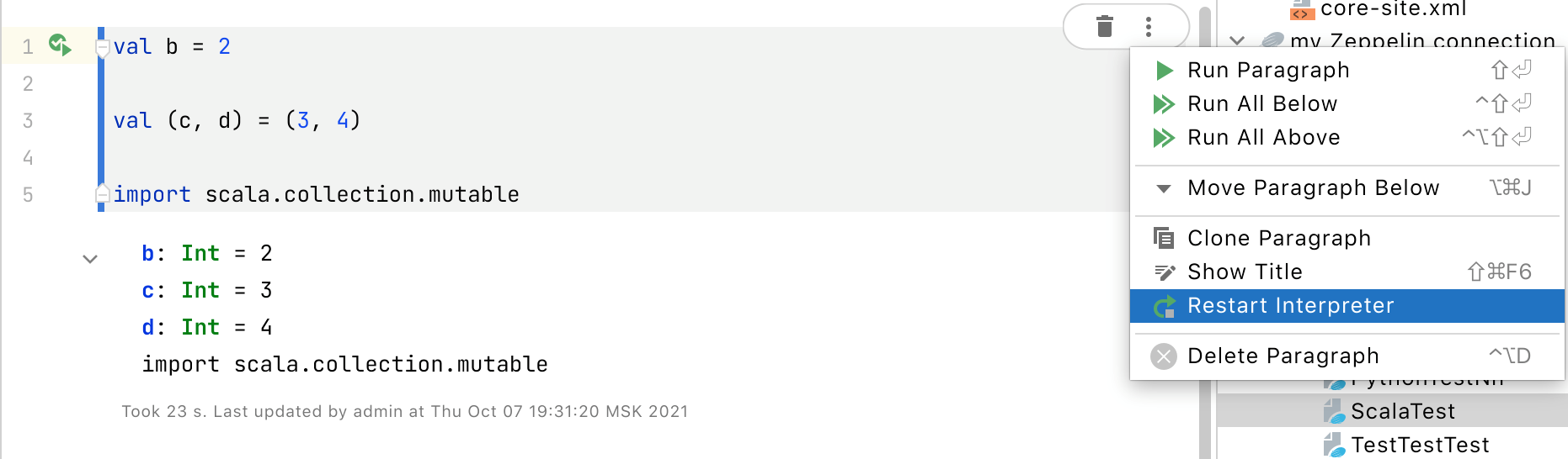 Restart Dart Analysis interpreter from the gutter Restart Dart Analysis interpreter from the gutter