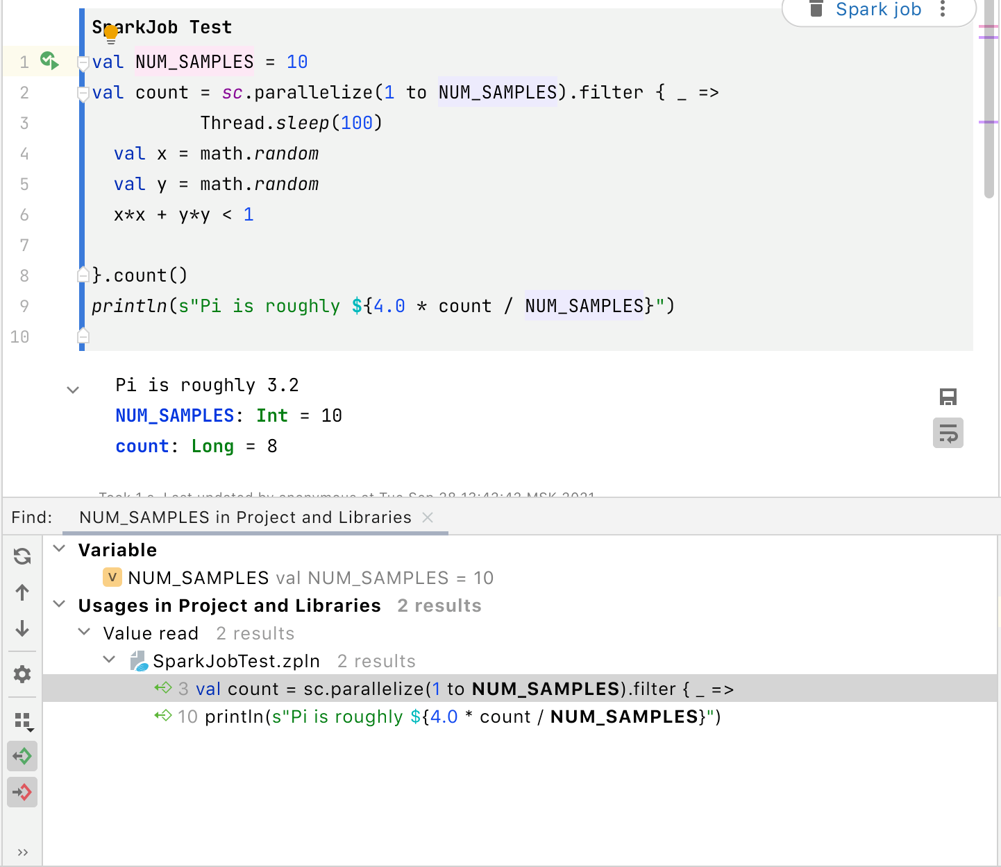 Find usages of the symbol in the notebook Find usages of the symbol in the notebook