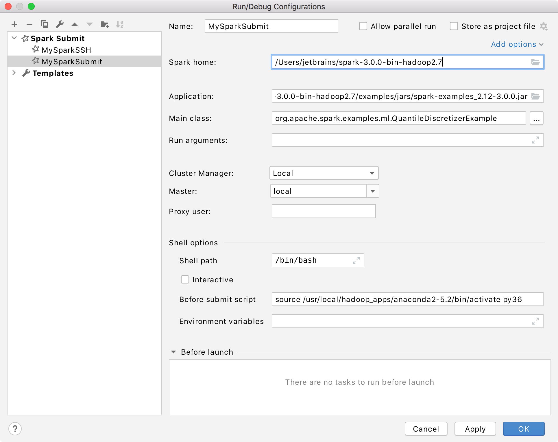 Spark Submit configuration Spark Submit configuration