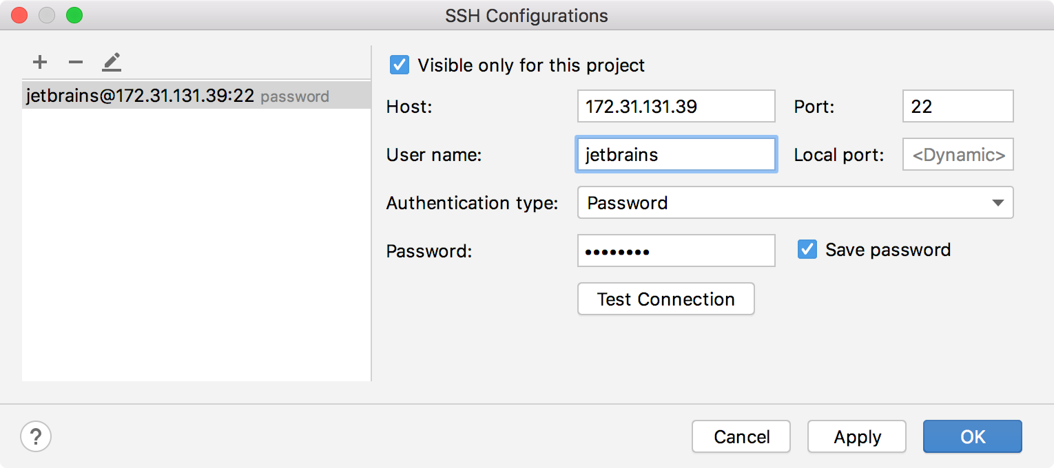 Adding a new SSH configuration Adding a new SSH configuration
