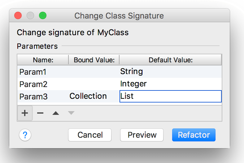 Change a class signature Change a class signature