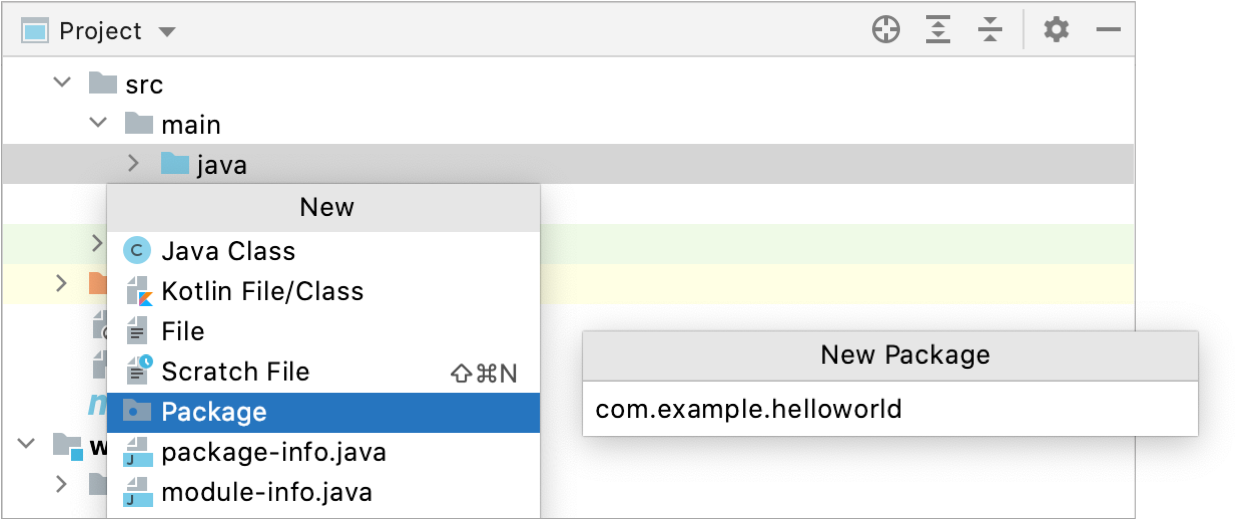 Creating a new Java package Creating a new Java package