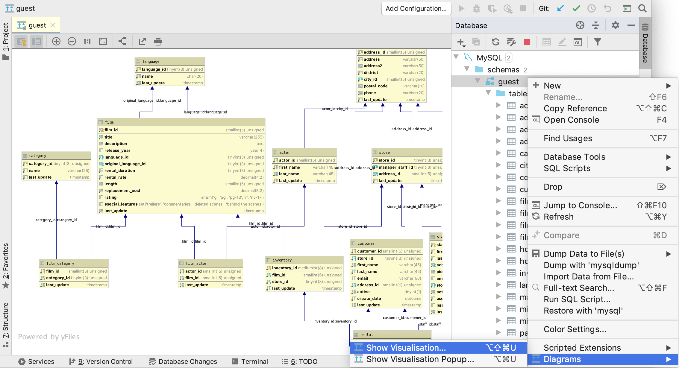Generate a diagram for a database object Generate a diagram for a database object