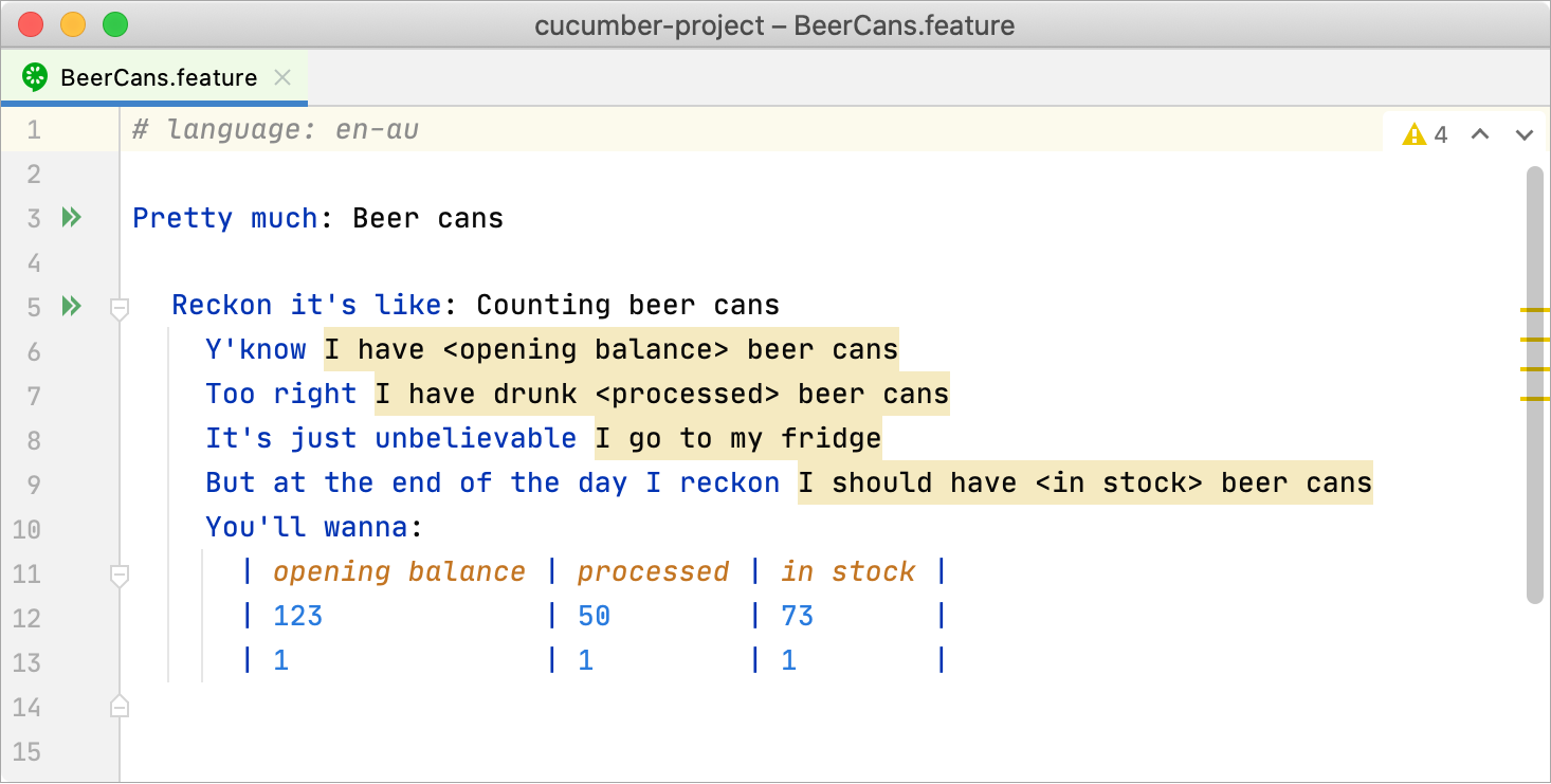Feature file in Australian English Feature file in Australian English