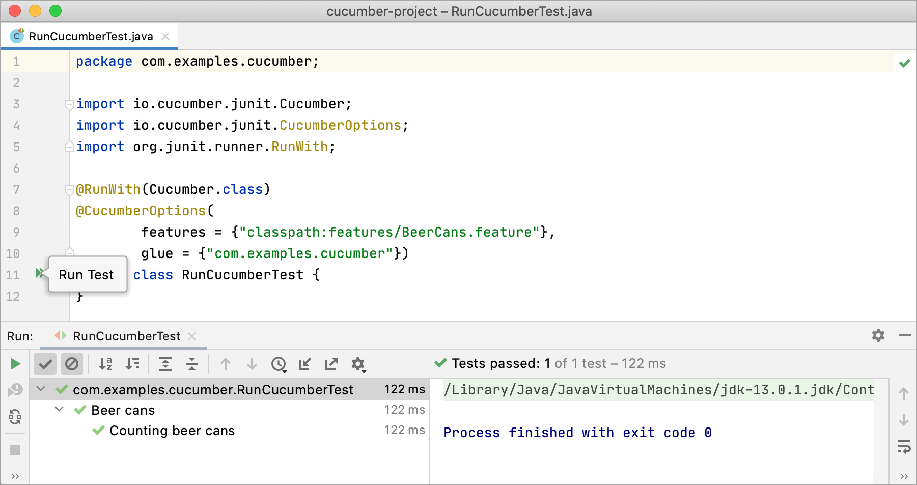 Running Cucumber tests with JUnit Running Cucumber tests with JUnit