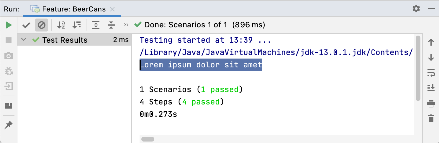 Using text notes: output shown in the Run tool window Using text notes: output shown in the Run tool window