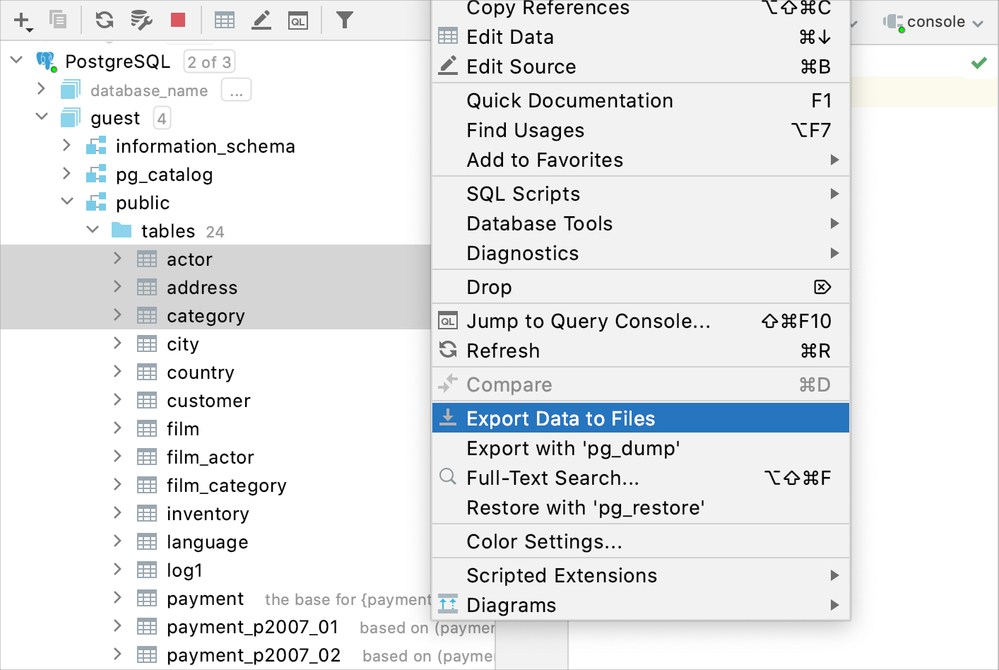 Export data into a file Export data into a file
