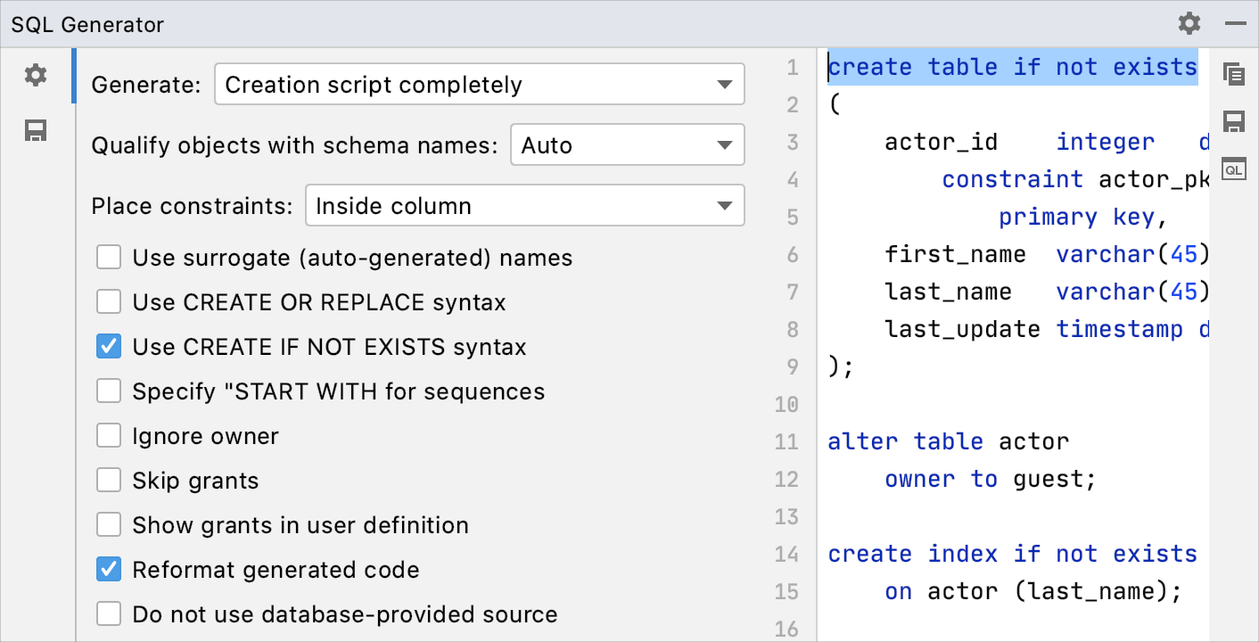 Generate data definition structures Generate data definition structures