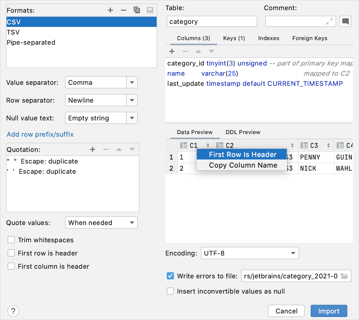 Import delimiter-separated values into a database Import delimiter-separated values into a database