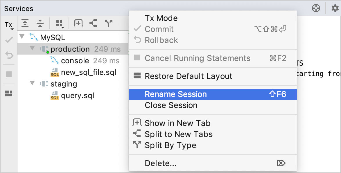 Rename a connection session Rename a connection session