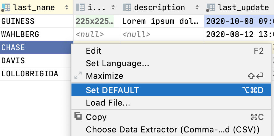 Set the default value