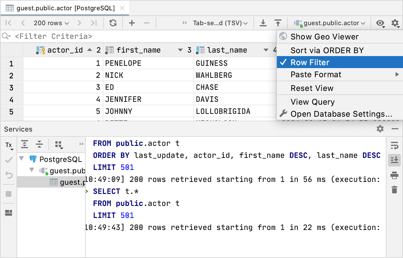 Sort via ORDER BY is off Sort via ORDER BY is off