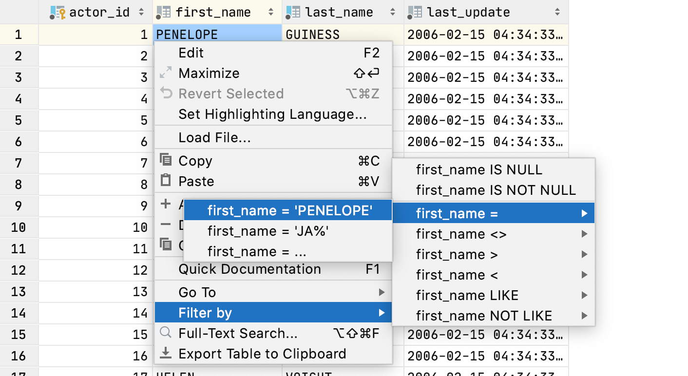 Using quick filters Using quick filters