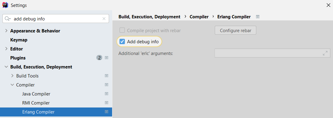 Erlang Compiler add debug_info Erlang Compiler add debug_info